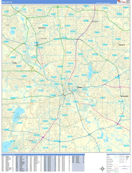Dallas Texas Wall Map Basic Style By Marketmaps Mapsales