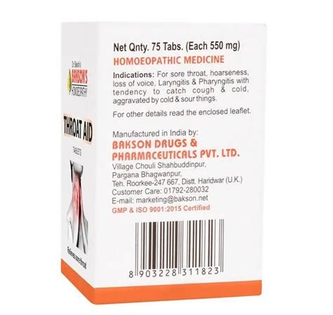 Buy Baksons Homeopathy Throat Aid Tablets Online At Best Price Distacart