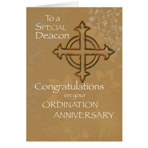 Deacon Anniversary Of Ordination Gold Cross Card Zazzle