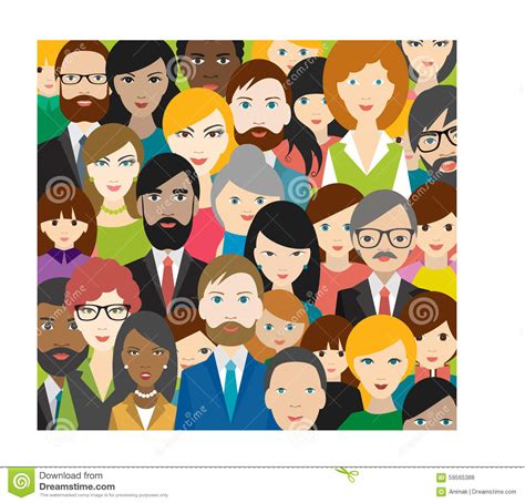 Multicultural People Group Smiling With Greeting Gesture Cartoon