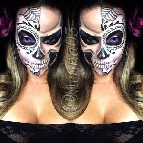 Half Skull Half Sugar Skull Halloween Makeup Halloween Looks Halloween Makeup Sugar Skull