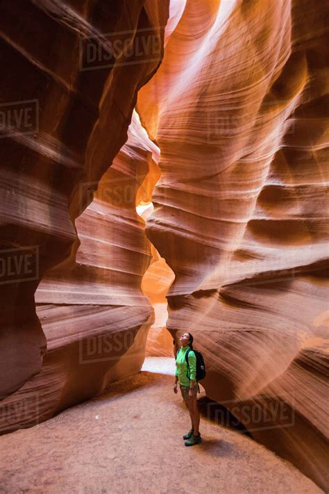 Girl Visiting Upper Antelope Canyon Navajo Tribal Park Arizona