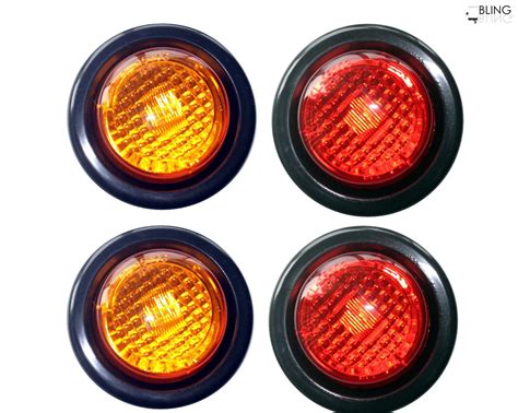 2 Amber 2 Red New Led Round Clearance Side Marker Truck Traier Light