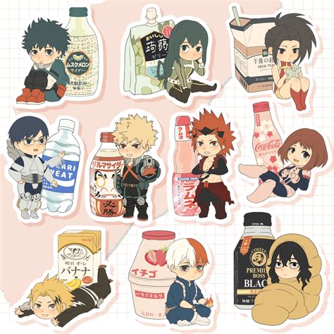 My Hero Academia Mha Class 1a Cute Japanese Drinks Stickers Etsy