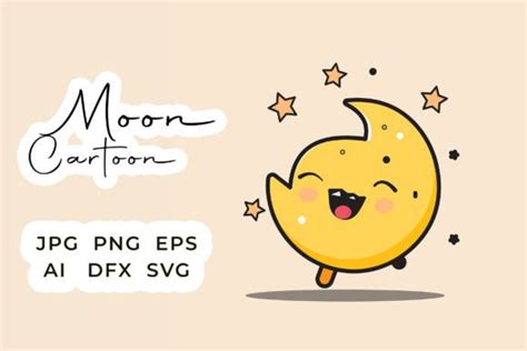 Kawaii Moon Cartoon With Smiling Graphic By Elenordesign · Creative Fabrica