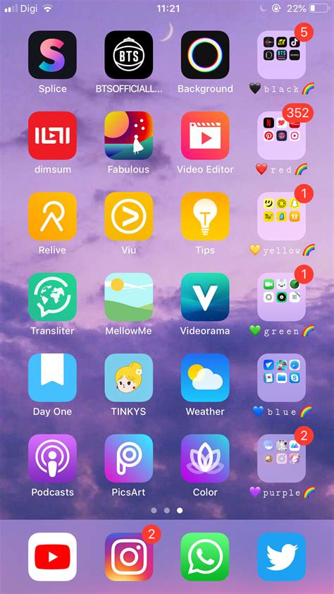 I want to organize my apps better but i'm not finding how to put my apps in folders without putting hello @mandy7646 to create a folder, take one app by tapping and holding it and drag it on top of it should then create a folder which you can then change the color and name. I'm using rainbow themes to organize my phone in aesthetic ...
