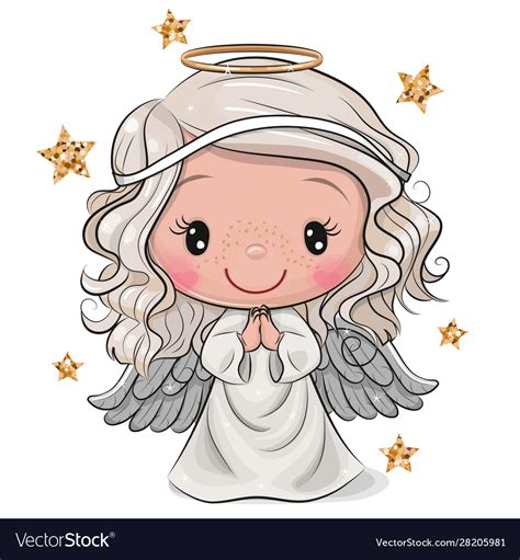Cartoon Christmas Angel Isolated On White Vector Image