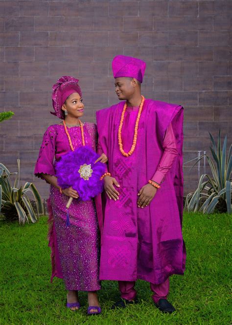 Magenta Purple Aso Oke For Couple Traditional Wedding Aso Etsy