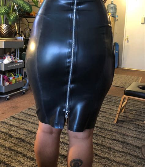 Latex Pencil Skirt With Full Back Zip
