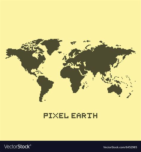 Pixel Art Isolated Earth Map Royalty Free Vector Image