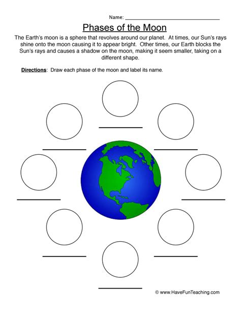 Drawing Moon Phases Worksheet Have Fun Teaching