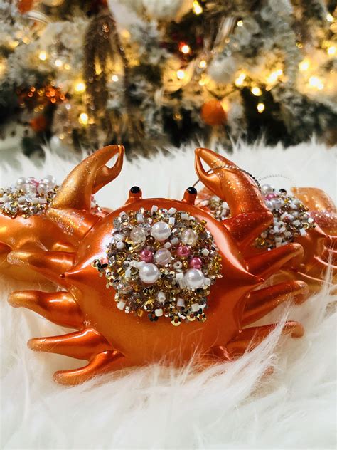 Crab Ornament Orange Christmas Ornament Coastal Christmas Decor