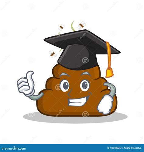 Graduation Poop Emoticon Character Cartoon Stock Vector Illustration