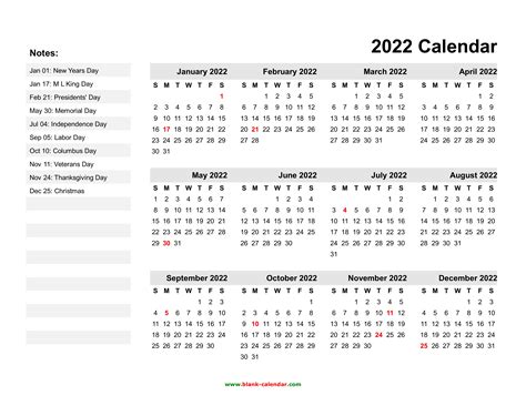 Yearly 2022 Calendar Free Template Download Riset
