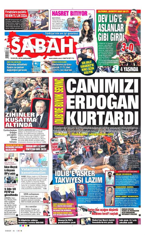 Gündemden flaş haberler, ekonomi, spor ve magazin dünyasından sıcak gelişmeler ve son dakika haberler türkiye'nin en iyi haber sitesinde. Sabah Gazetesi 19 Eylül 2018 Anasayfası - Haber3
