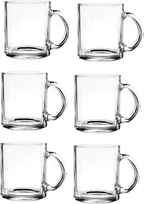 Chefcaptain Crystal Clear Glass Coffee Mugs Warm Beverage Pack Of 6 10 5 Oz