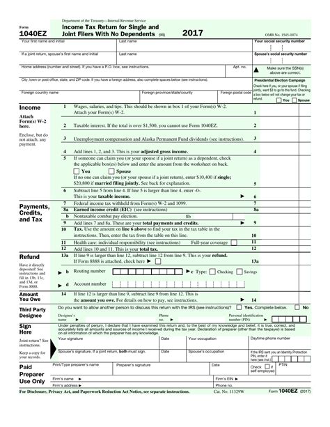Irs Form 1040ez Fill Out Sign Online And Download Fillable Pdf