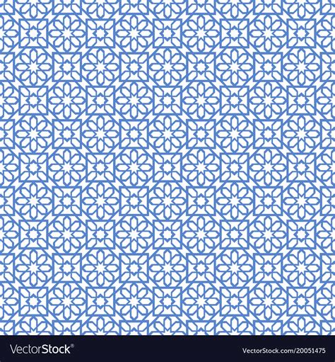 Arabic Seamless Blue Pattern Ramadan Kareem Vector Image