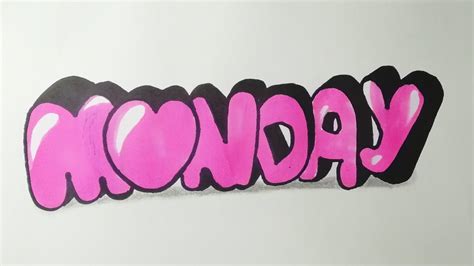 How To Draw Monday In Bubble Graffiti Youtube