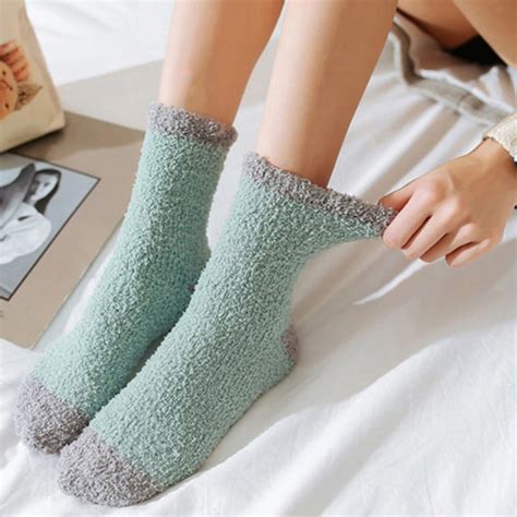 1 Pair Women Winter Coral Velvet Socks 5 Colors Warm Sleep Bed Floor Home Socks One Size Girls