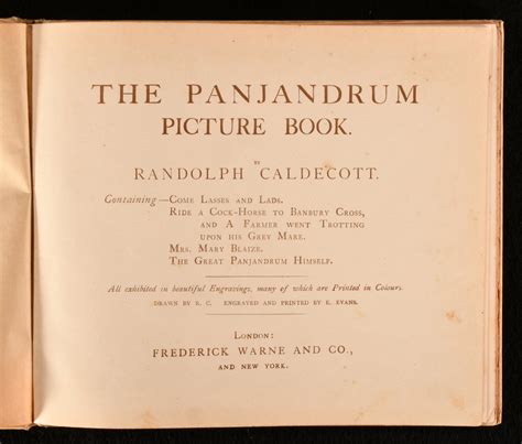 The Panjandrum Picture Book By Randolph Caldecott Very Good Cloth