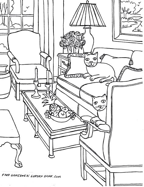 House Interior Coloring Pages At Free Printable