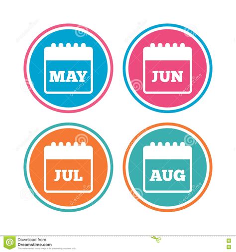 Calendar May June July And August Stock Vector Illustration Of