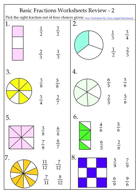 fraction worksheets