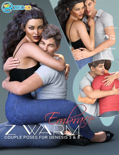 z warm embrace couple poses for genesis 3 and 8 daz 3d