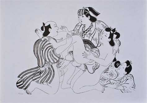 Jihei Sugimura After Le Trio Erotic Lithograph Asian Art