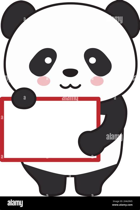 Panda Con Un Signo En Blanco Ilustración Vectorial Aislada Sobre Fondo