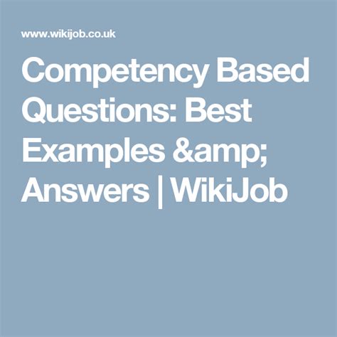 Competency Based Questions Best Examples Answers WikiJob Interview Answers Examples Job