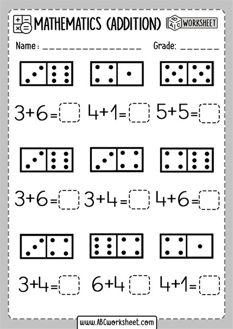 Kindergarten Addition worksheets | Domino addition Sheets