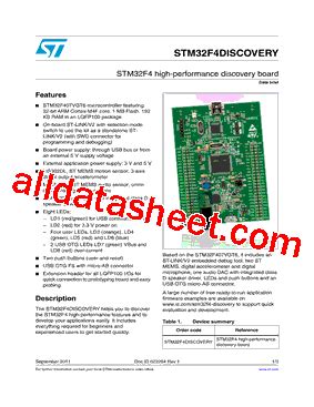 STM32F4DISCOVERY Datasheet PDF STMicroelectronics