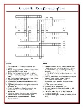 Teacher tammy hartford says, we vote. We the People Lesson 18 Worksheet Puzzle: Due Process of ...