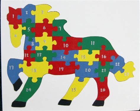Childrens Wood Horse Number Puzzle
