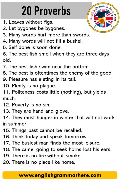 20 Proverbs Examples In English English Grammar Here