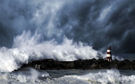 Sea Lighthouse Storm Waves Wallpaper 1920x1200 67786 Wallpaperup