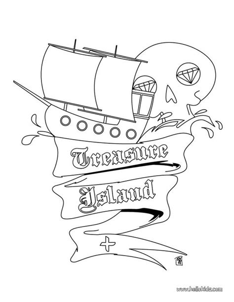 Treasure island map coloring pages. treasure-island-coloring-page | Kid book exchange party ...