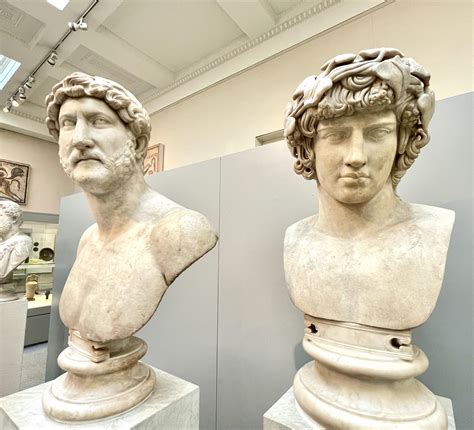 Marble Busts Of The Roman Emperor Hadrian Left And His Lover Antinous
