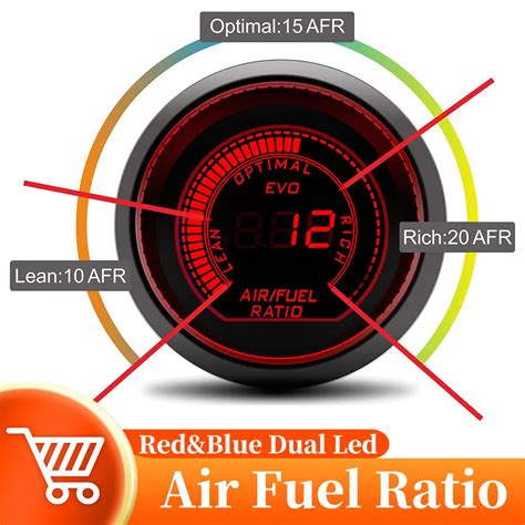 52mm Air Fuel Ratio Gauge Red Blue Led Display Car Gauge AFR Narrowband