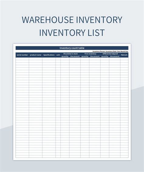 Warehouse Inventory Inventory List Excel Template And Google Sheets
