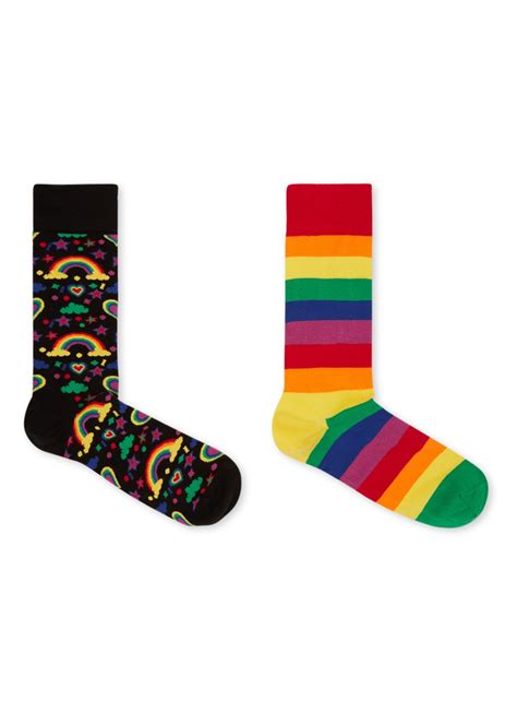 Happy Socks Pride Sokken Met Print In 2 Pack Tbox Geel De Bijenkorf