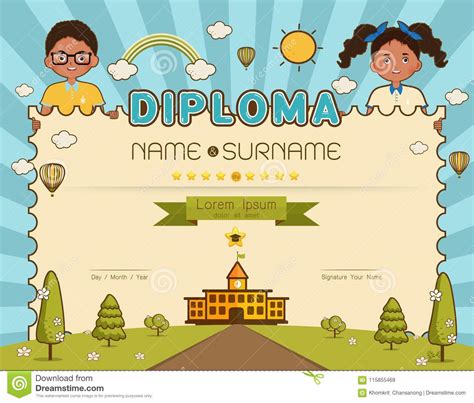 El Certificado Embroma El Ejemplo Del Vector Del Diploma Ilustración