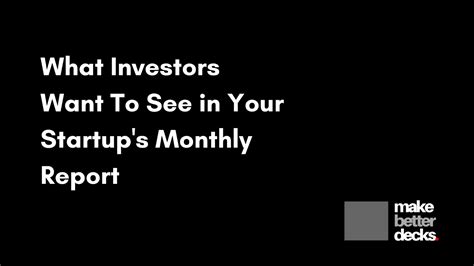 What Investors Want To See In Startups Monthly Investors Report By Shola Adeniyi Medium