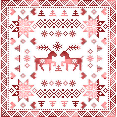 ilustración de cruce punto snowflakes patrón de diseño escandinavo y más vectores libres