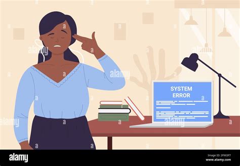 Office Worker People In Stress Vector Illustration Cartoon Tired Unhappy Woman Employee
