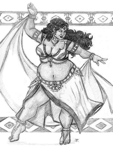 a belly dancer with an actual belly art drawing big beautiful curvy real women real sizes with