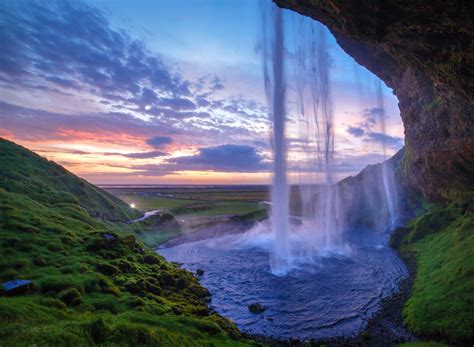 Iceland Beautiful Waterfalls Outdoor Travel Scenery