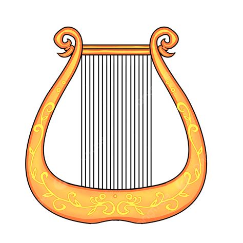 Golden Harp Clipart Vector Cartoon Style Golden Yellow Lace Orange